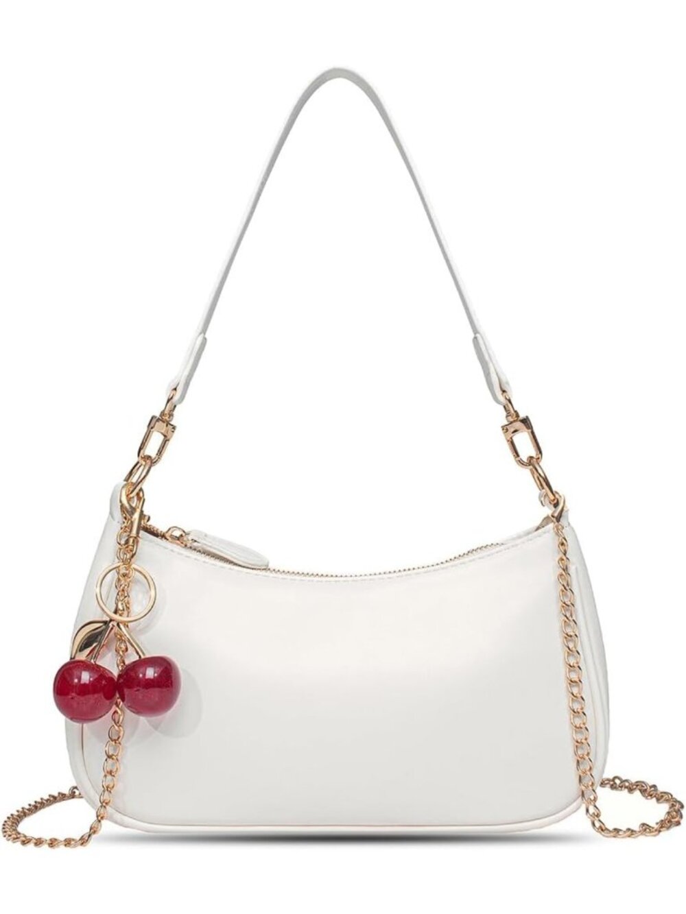 Chic Black Hobo Shoulder Bag for Women | Retro Cherry Clutch with Removable